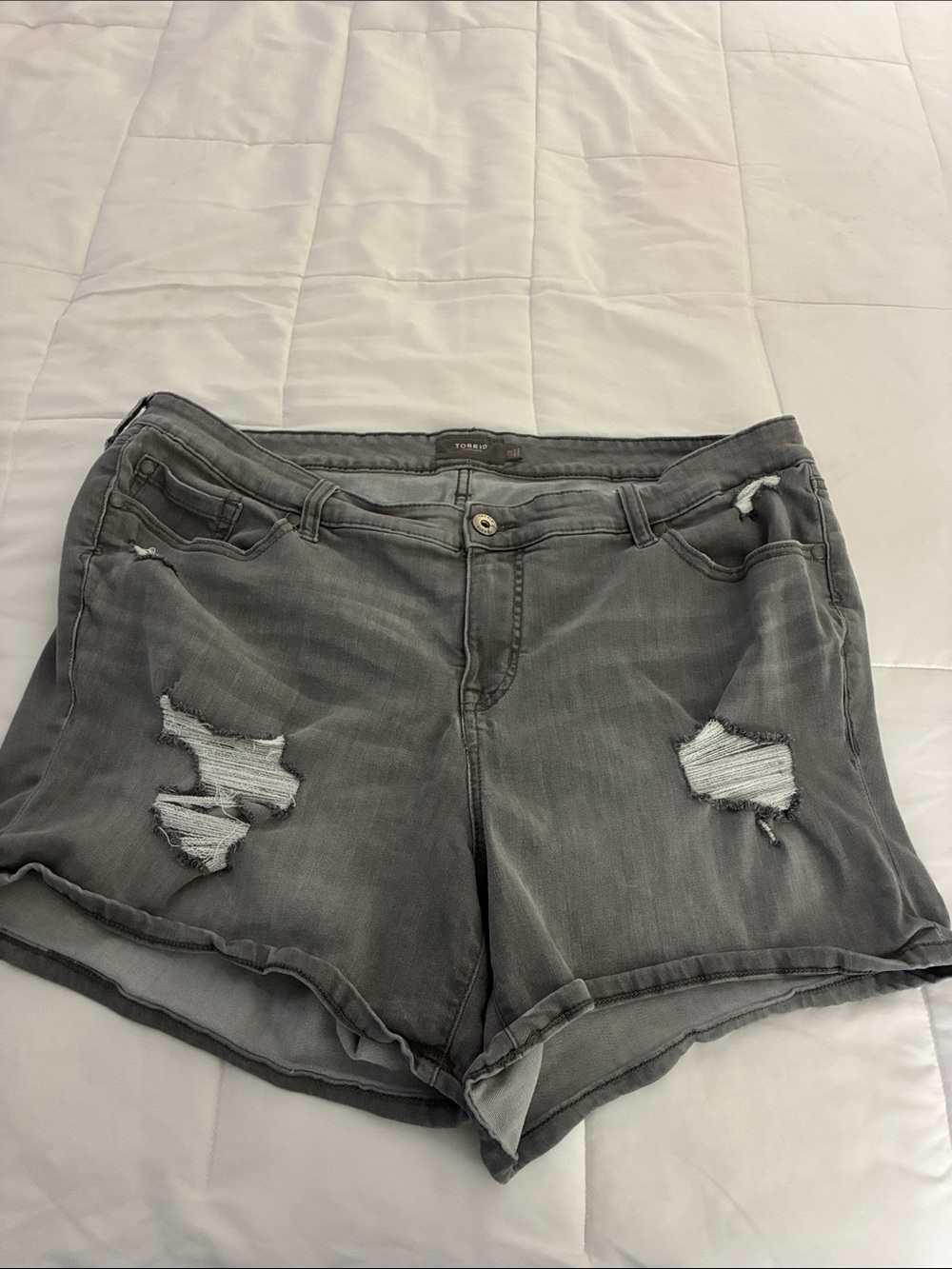 torrid Gray Distressed Denim Shorts